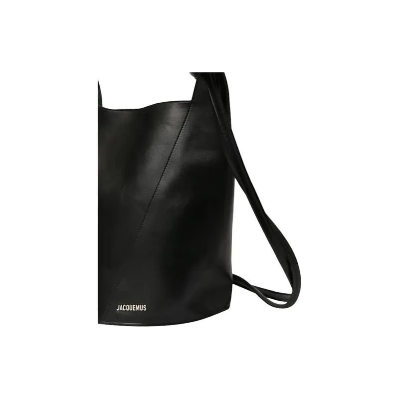 Jacquemus Cow Leather Bucket Bag Handbag Women's Black-3