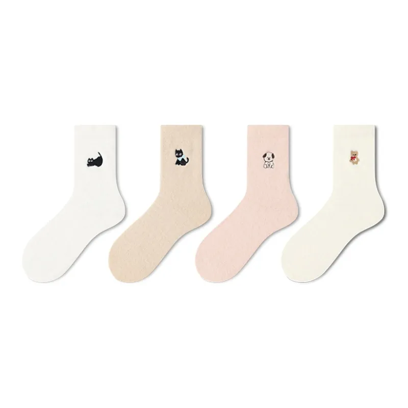 CHIKOKU Mid Calf Socks Women's 4 Pack-4