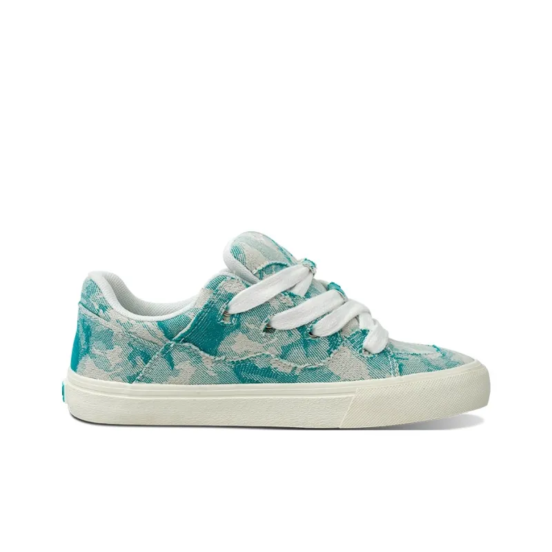 REVENFEXSPOTM x BURNING FLAME Slip Resistant And Abrasion Resistant Coverage Low Top Canvas Shoes Unisex Beige Green-1