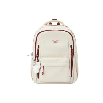 SEM/R Fabric Backpack Large Size Unisex Ecru/Burgundy/Black