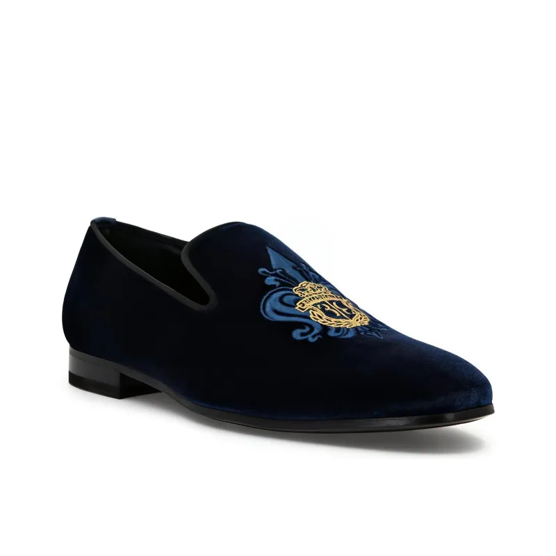 Billionaire Crest-motif Velvet Loafers-3