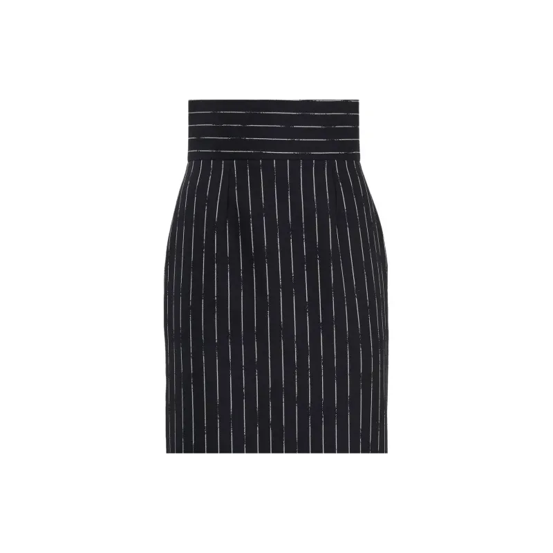 Alexander McQueen Striped High Waist Midi Skirt-4