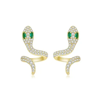 HMZ S925 Silver Stud Earrings Women's Green