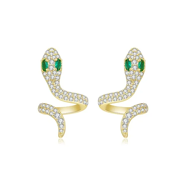HMZ S925 Silver Stud Earrings Women's Green-0