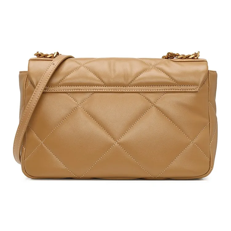 PIERRE CARDIN Cow Leather One Shoulder Crossbody Chain Bag Women's Black Ecru/Yellow Brown-7