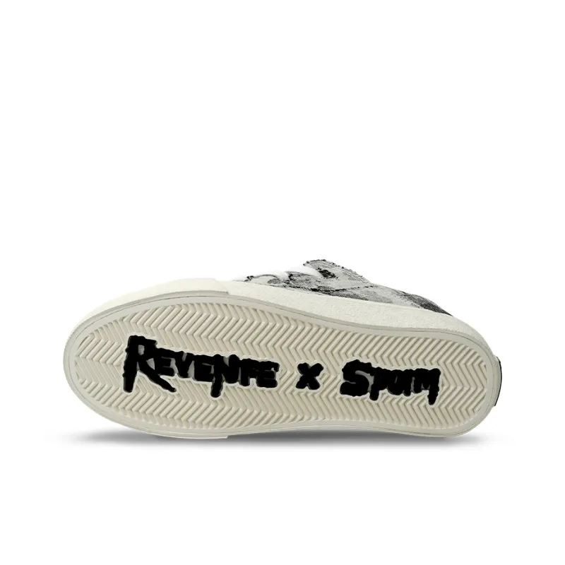 REVENFEXSPOTM x BURNING FLAME Thermal Height Increase Low Top Canvas Shoes Unisex Black Gray-5