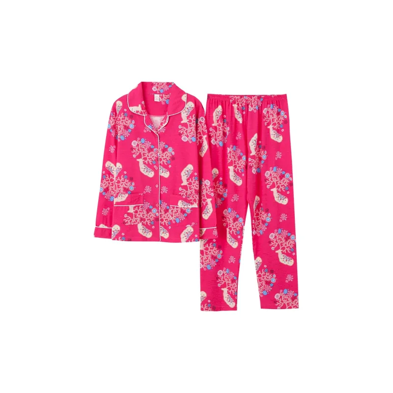 Maultiay Pajama Set Women's Dark Pink-0
