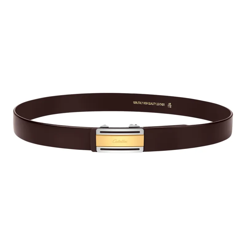 CATELLES Top Grain Cow Leather Leather Belts Men's Black/Coffee Width 3.4cm-12
