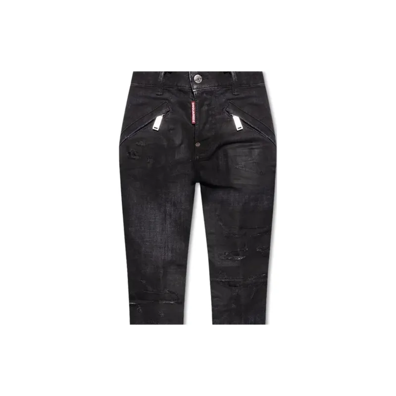 DSQUARED 2 High Waist Skinny Cut Embellished Jeans-3