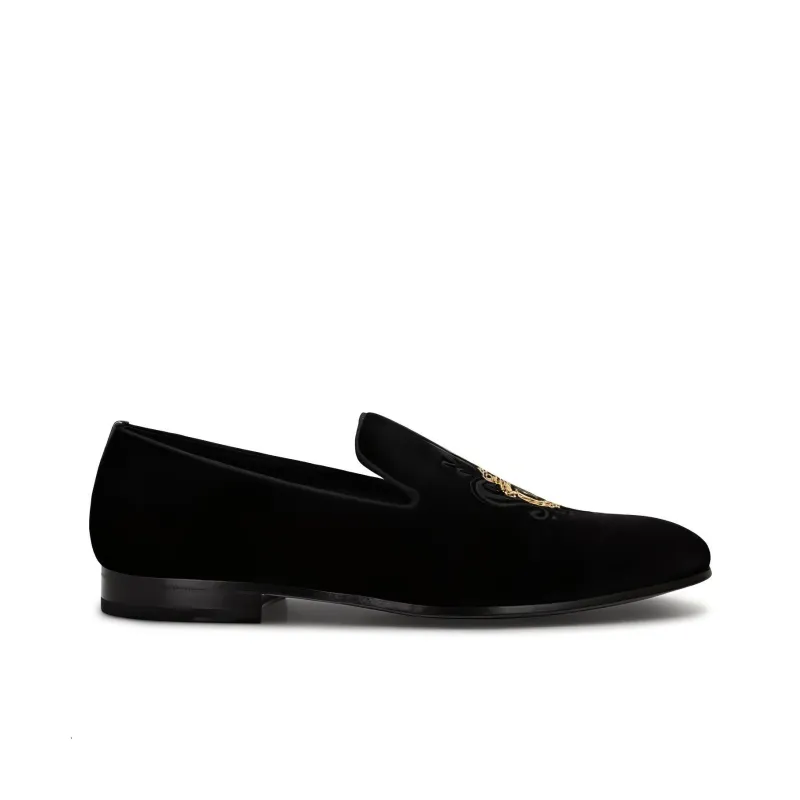 Billionaire Crest-motif Velvet Loafers-1
