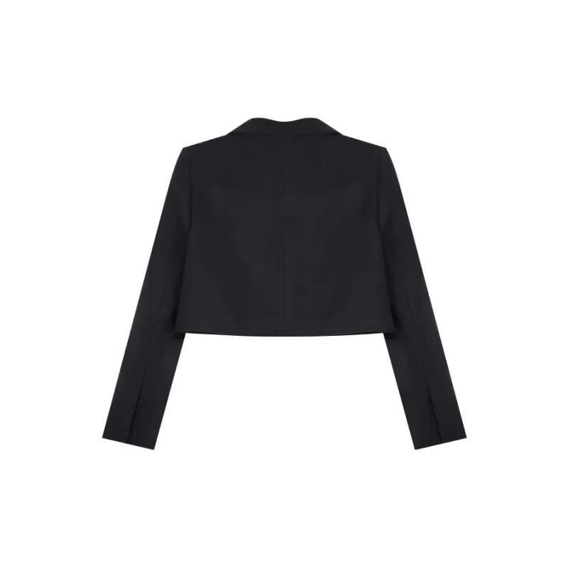 ANNIBUHUO Cropped Coats Women's Black-1