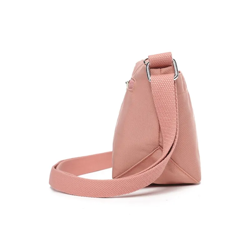 FIDO DIDO Oxford Crossbody Bag Small Size Women's Pink/Gray-2