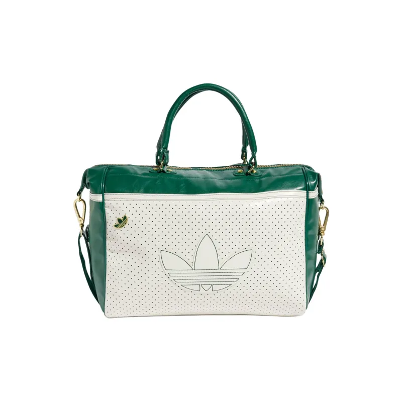 Adidas Polyurethane Bowling Bag, Shoulder Bag, Crossbody Bag, Handbag Unisex Ecru & Preppy Green-0