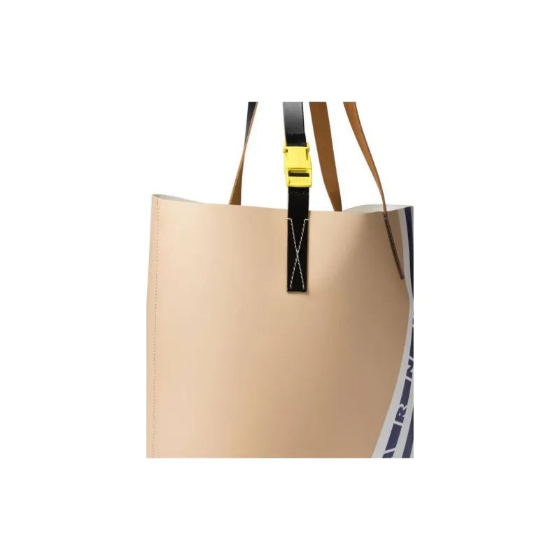 MARNI Logo Printed Striped Tote Bag-3