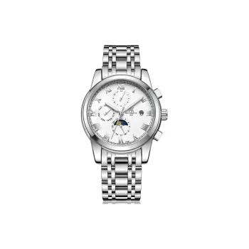WSK Mechanical Movement Stainless Steel Watchband Men's Watches White Dial