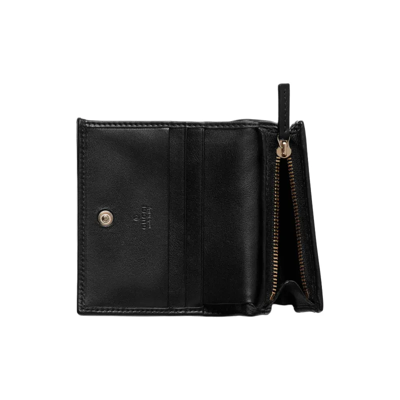 GUCCI Horsebit Fabric Card Holder Women's Beige & Dark Brown-4