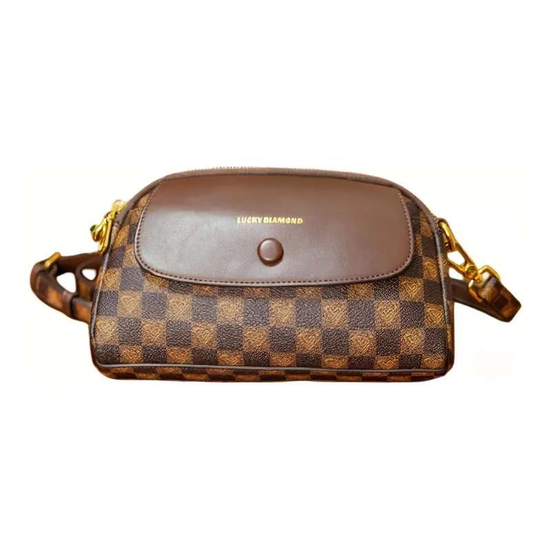 LUCKY DIAMOND PVC Shoulder Bag, Crossbody Bag Regular Women's Coffee-3