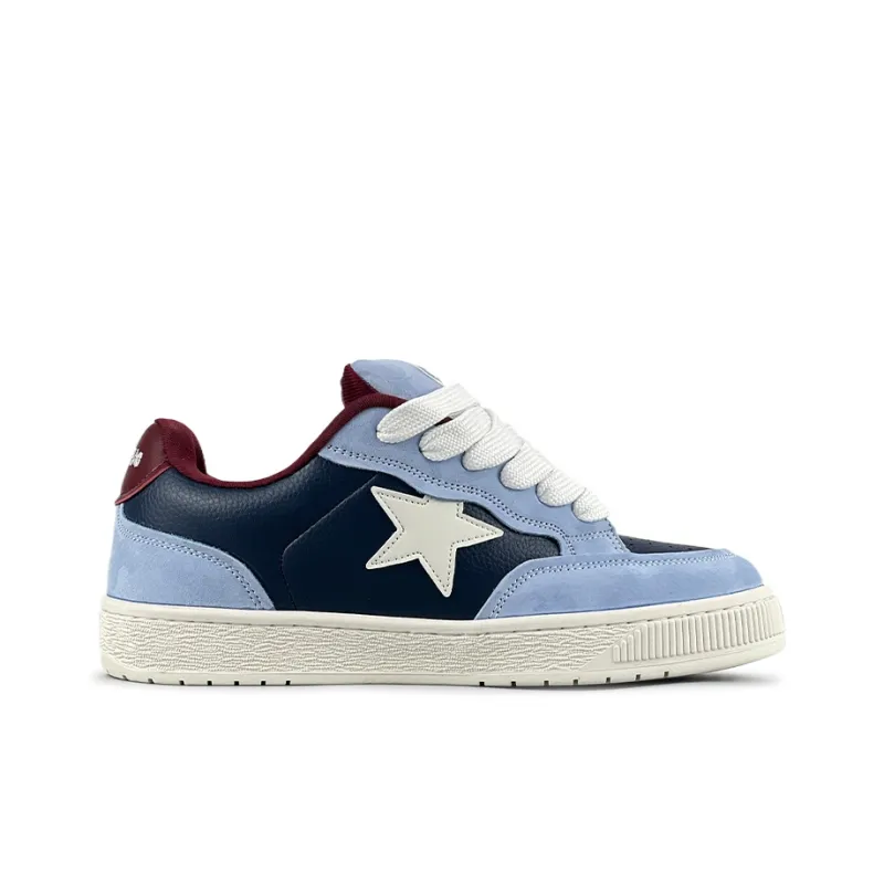 LuzaoT SUPER DRAG Anti Slip And Wear Resistant Breathable Low Top Skateboard Shoes Women's Denim Blue-2