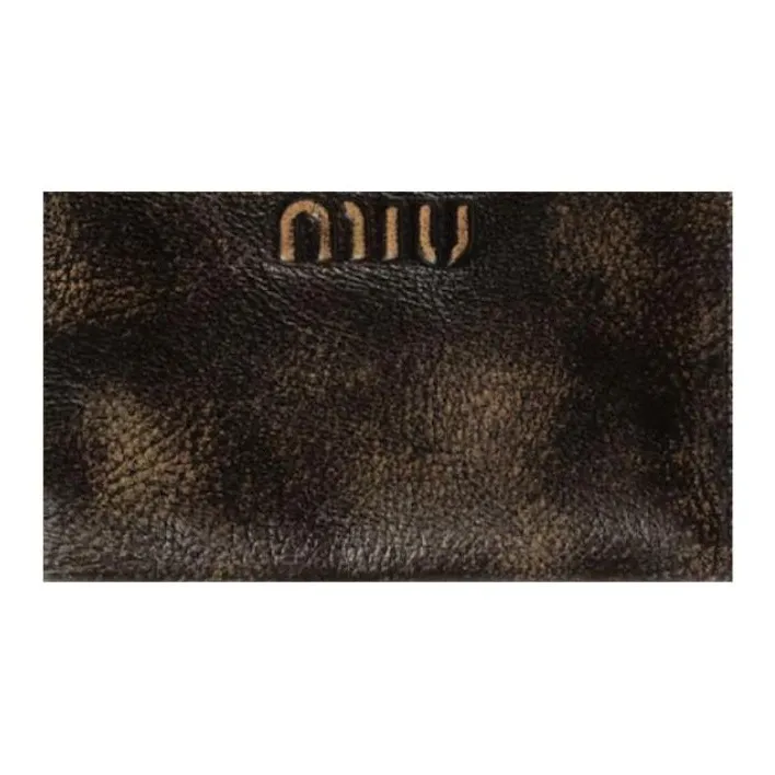 MIU MIU Lambskin Wallet Small Size Unisex Coffee-4