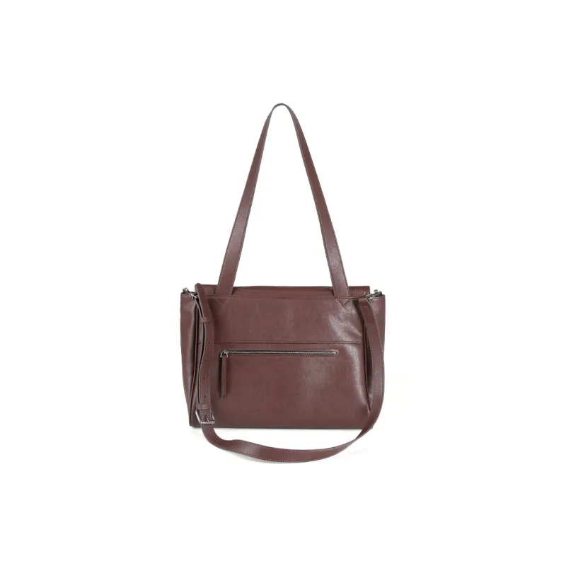 YOCAMU Vegetable Tanned Cow Leather Shoulder Bag Women's Coffee/Black-4