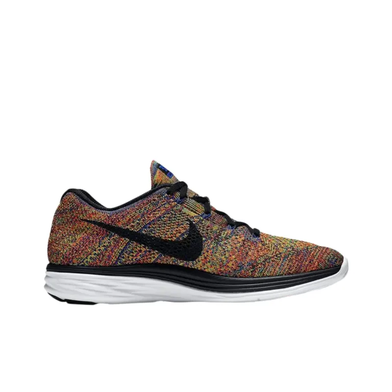 Nike Flyknit Lunar 3 Anti-Slip Wear-Resistant Low-Top Running Shoes Unisex Blue Black-1