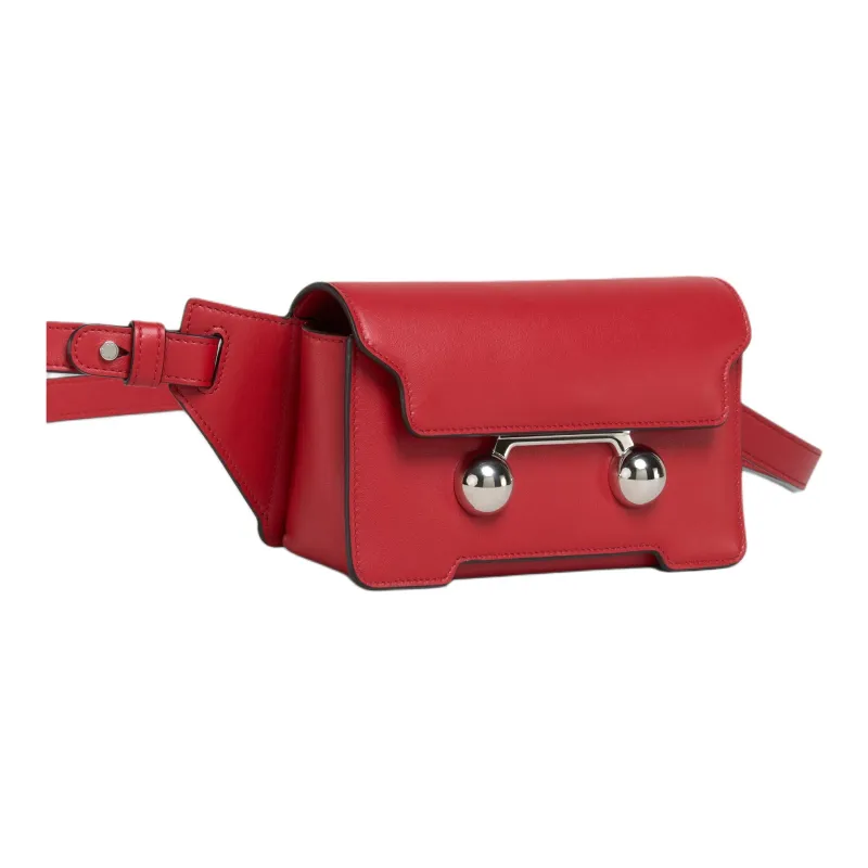 MARNI Calfskin One Shoulder Crossbody Bag, Sling Bag Unisex Red-1