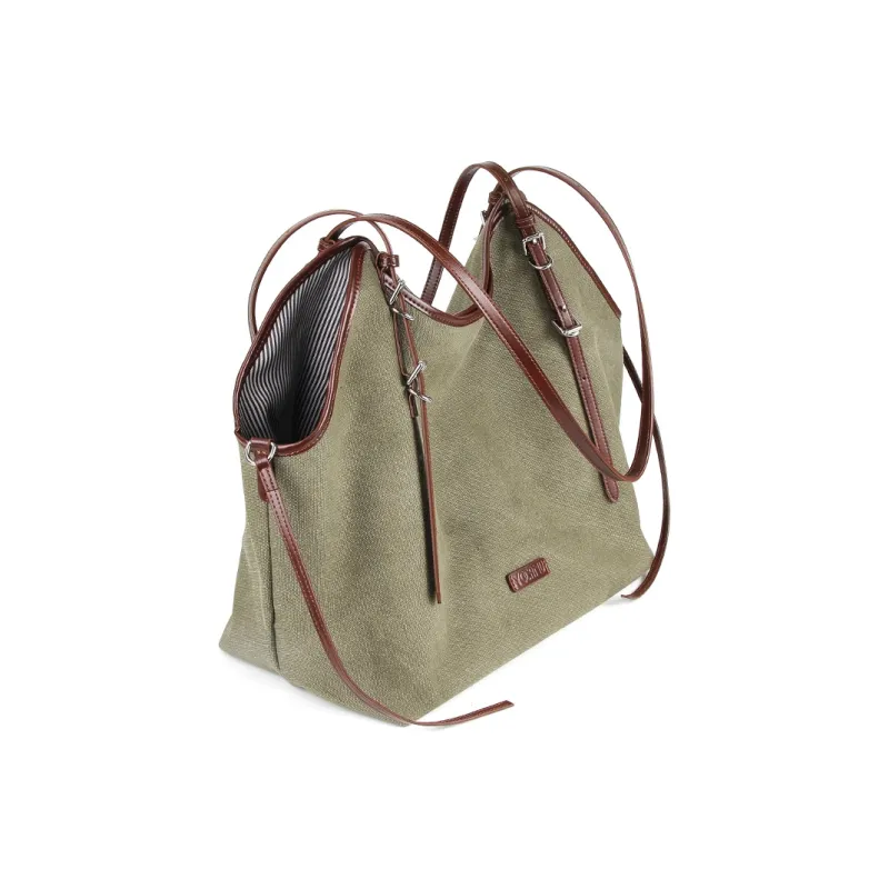 YOCAMU Canvas Canvas Shoulder Bag Large Size Women's Green/Gray Blue-1