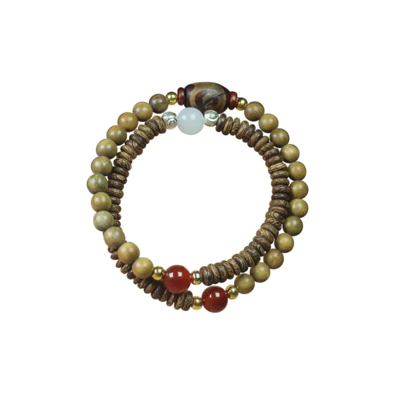 Zheng Baifu Green Sandalwood Wooden Bracelets Unisex-0