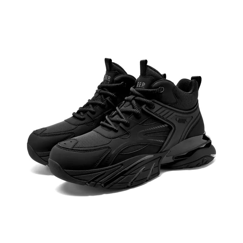 JEEP SPIRIT Cushioning Anti Slip And Wear Resistant Coverage Support High Top Outdoor Shoes Men's Graphite Black-1