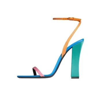 SAINT LAURENT Dominique Strap Sandals 11cm Women's Blue Pink Yellow