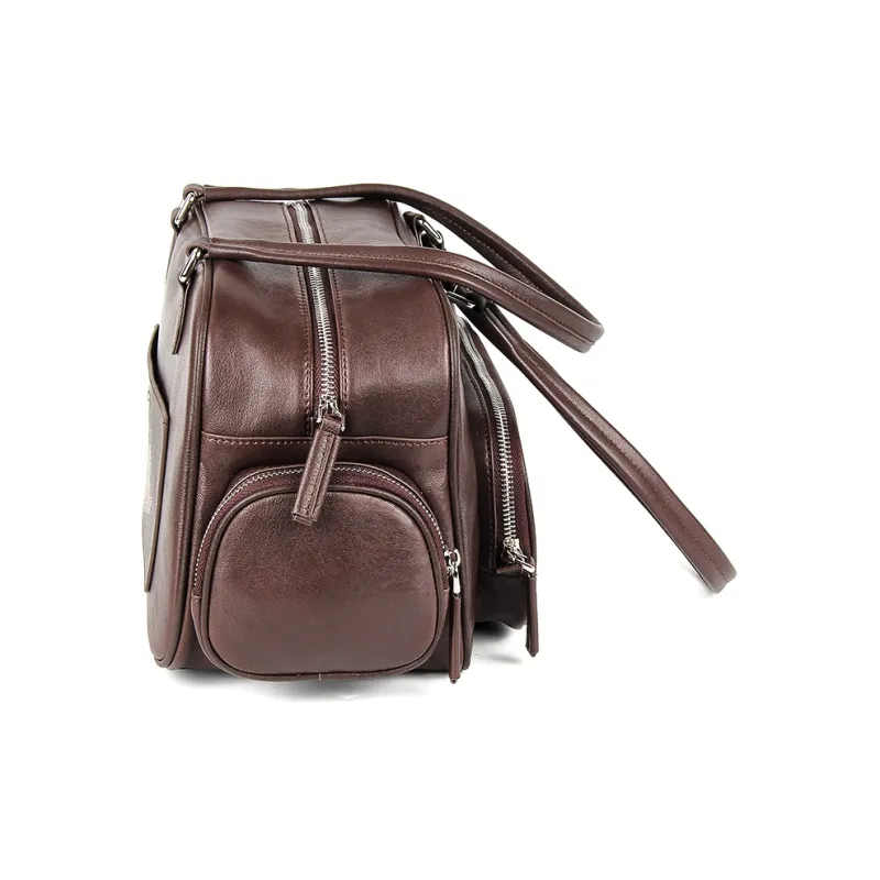YOCAMU Sheepskin Handbag Women's Coffee/Black-4