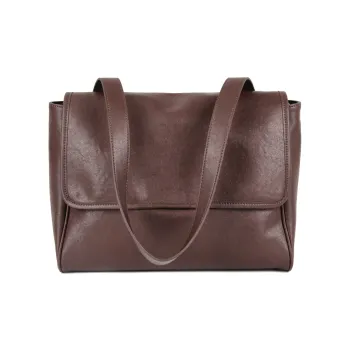 YOCAMU Vegetable Tanned Cow Leather Shoulder Bag Women's Coffee/Black