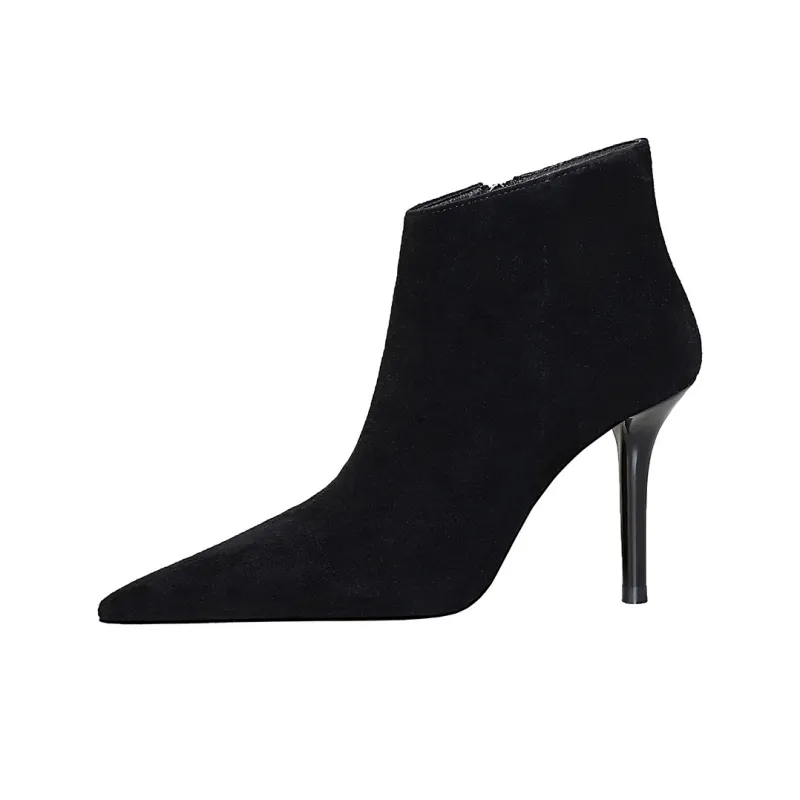 QITUMAUL Ankle Boots 10cm Women's Black-2