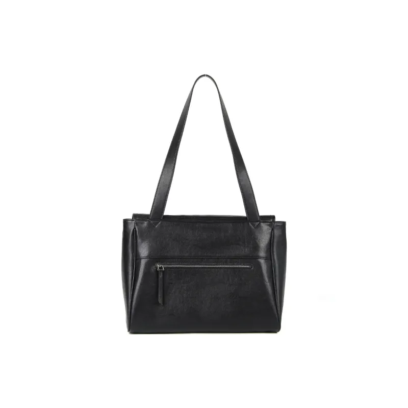 YOCAMU Vegetable Tanned Cow Leather Shoulder Bag Women's Coffee/Black-8
