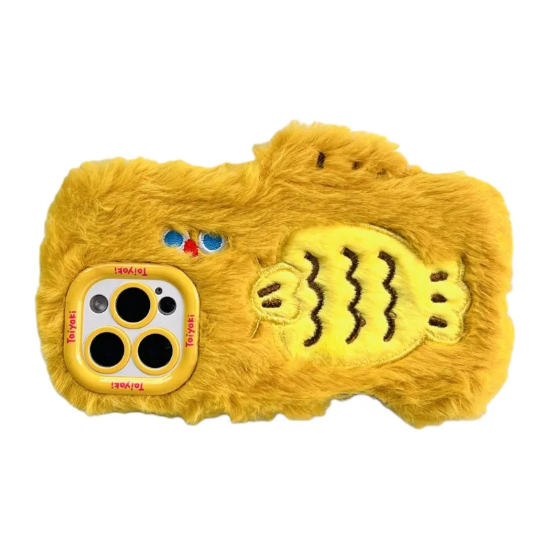 Wei Xin Plush Material Plush Shrimp And Carp Fry Phone Cases Compatible With IPhone 16/15 Pro Max/Apple 13/14 Pro/Max-5