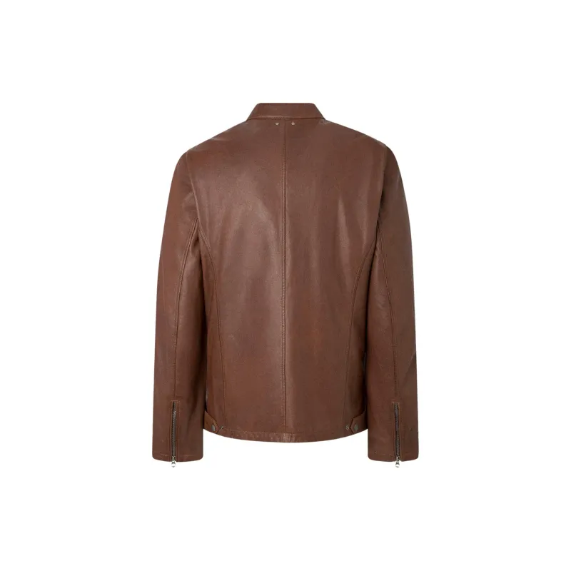 Pepe Jeans Leather Jacket Men's Brown-1