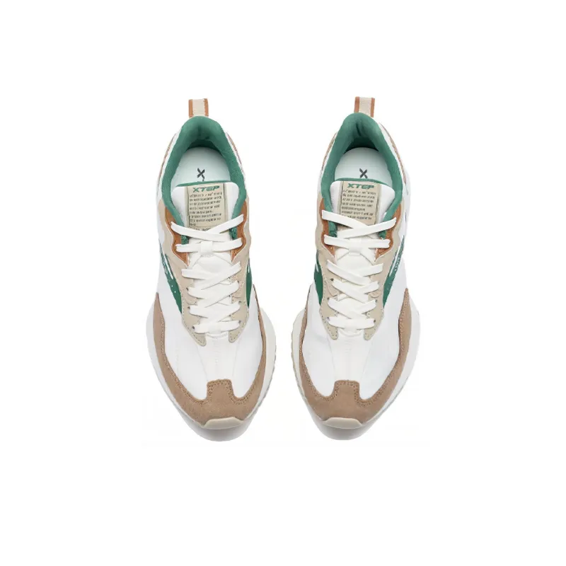 XTEP Shuoying Vintage Cushioning Wear Resistant Casual Shoes Men's White Green Brown-2