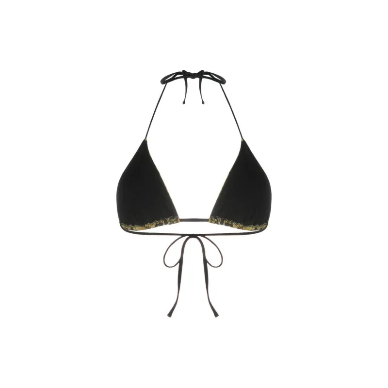 VERSACE Barocco Print Bikini Top 'Black/Gold'-1