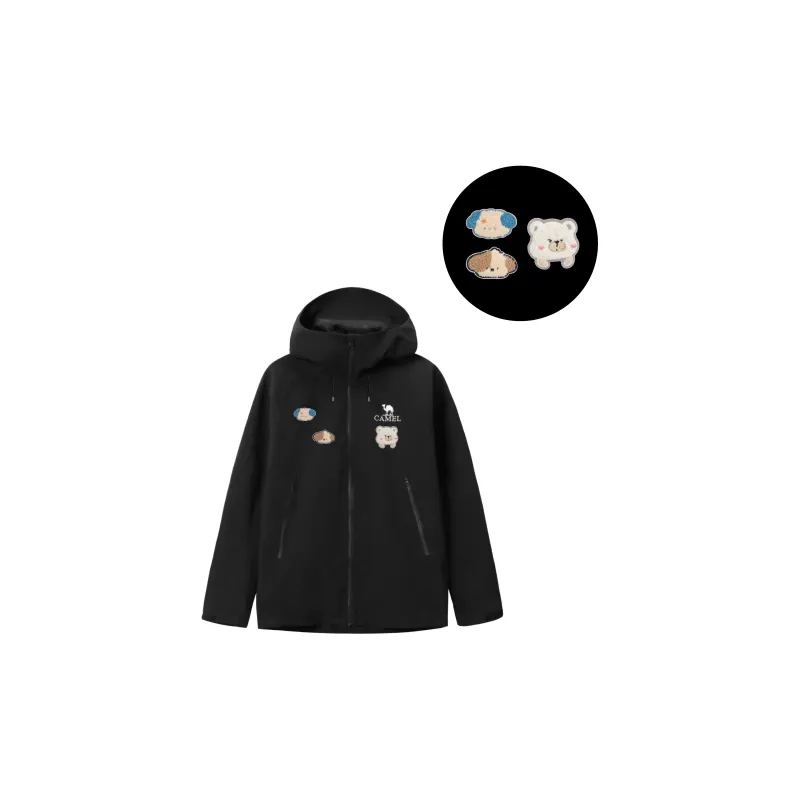 CAMEL All weather Waterproof And Windproof To Keep Warm Windbreaker Jacket Unisex Black-2