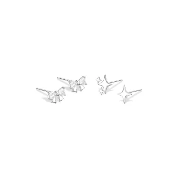 KUMET Sterling Silver Stud Earrings Women's Couple's Anniversary Gift