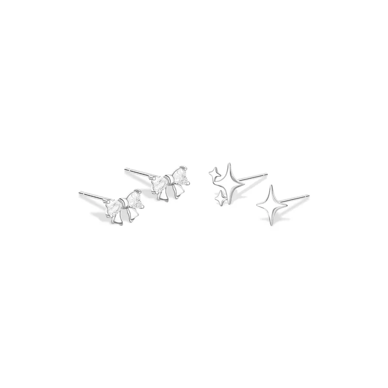 KUMET Sterling Silver Stud Earrings Women's Couple's Anniversary Gift-0