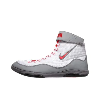 Nike Inflict Anti Slip Wear Resistant High Top Training Shoes Men's White Gray Red