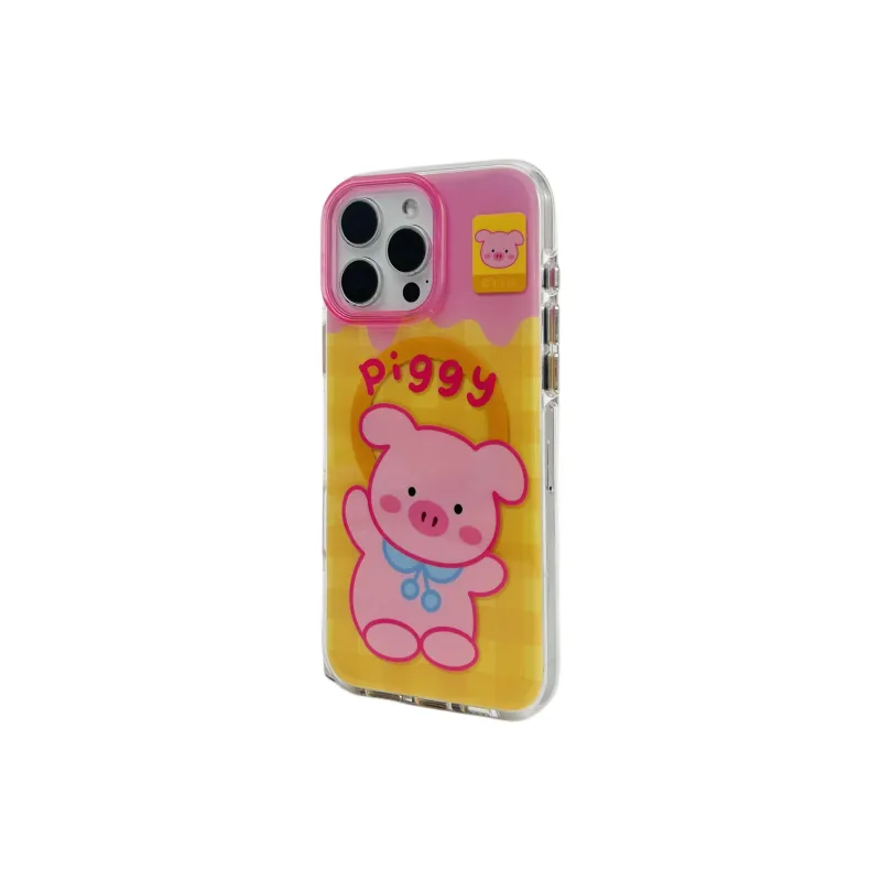 Wei Xin Acrylic Material Pink Pig Magnetic Stand Phone Cases Compatible With IPhone 16/15 Pro Max/Apple 13/14 Pro/Max-7