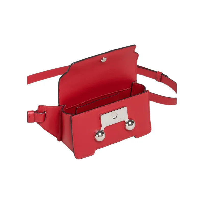 MARNI Calfskin One Shoulder Crossbody Bag, Sling Bag Unisex Red-4