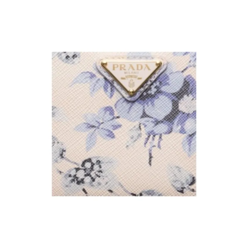 PRADA Saffiano Leather Wallet Trumpets Women's Light Purple & Blue-4