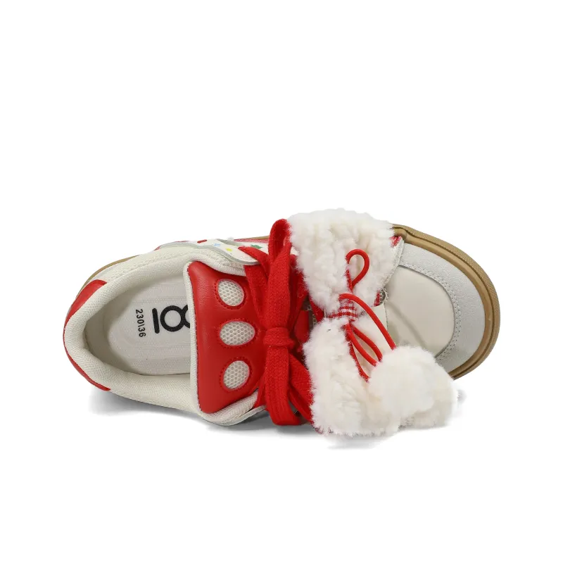 B10CROWN Anti Slip And Wear Resistant Lightweight Low Top Skateboard Shoes Women's Christmas Red-4