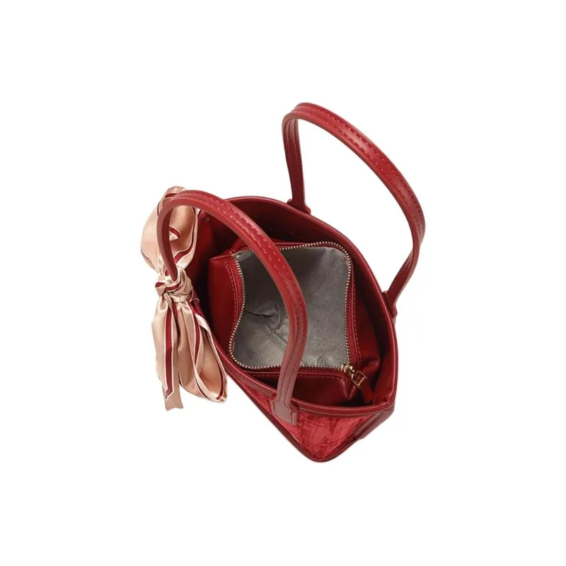 PAYOT Microfiber Synthetic Leather Wedding Handbag Medium Size Women's Burgundy-4
