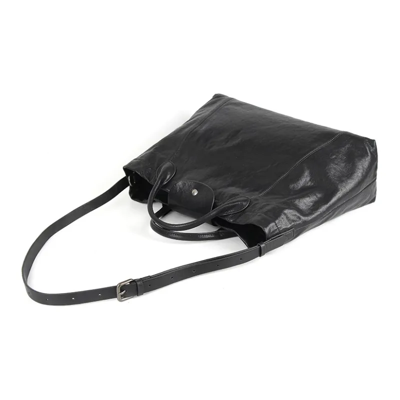 YOCAMU Cow Leather Handbag Crossbody Bag Women's Black-2