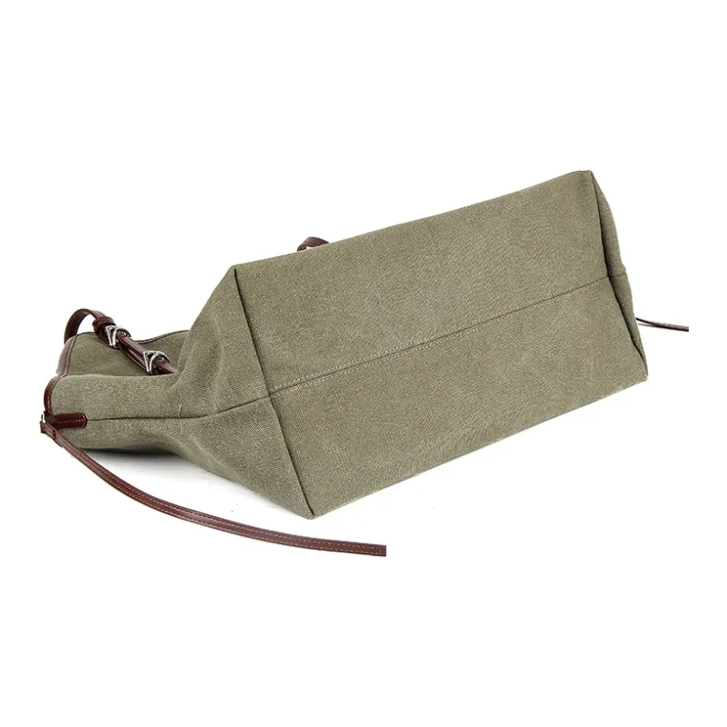 YOCAMU Canvas Canvas Shoulder Bag Large Size Women's Green/Gray Blue-3