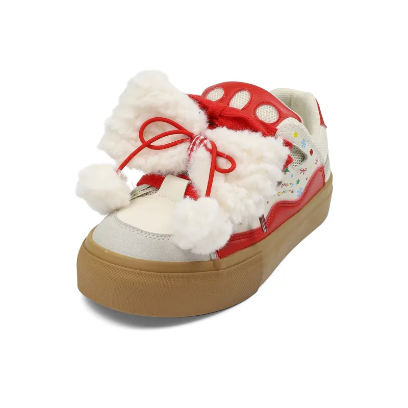 B10CROWN Anti Slip And Wear Resistant Lightweight Low Top Skateboard Shoes Women's Christmas Red-2